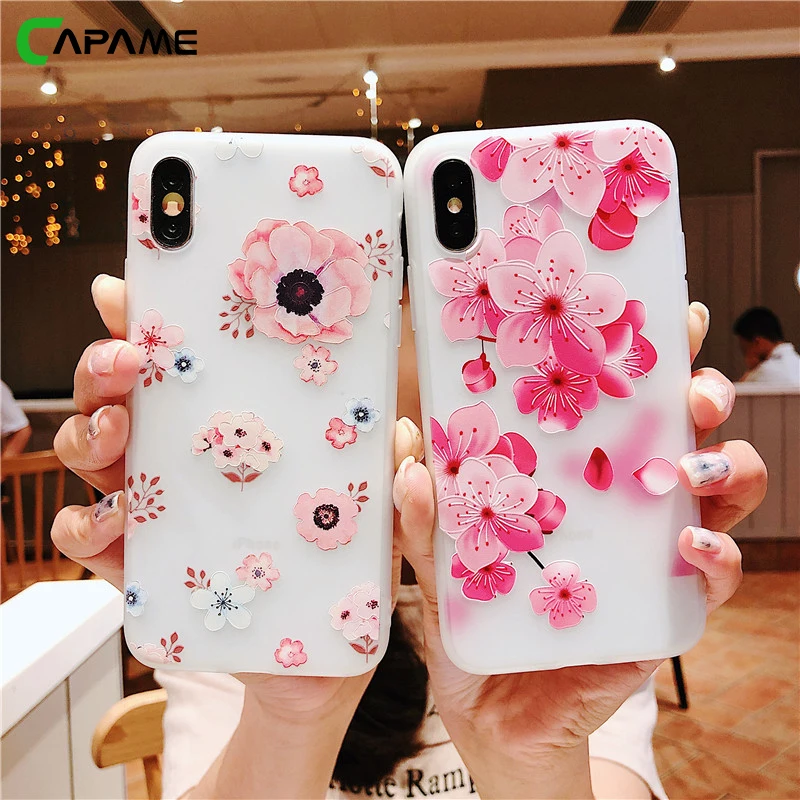 CAPAME Phone Cases For iPhone 6 Case Floral Flower 6S 7 8 Plus For iPhone 7 Case TPU Girl