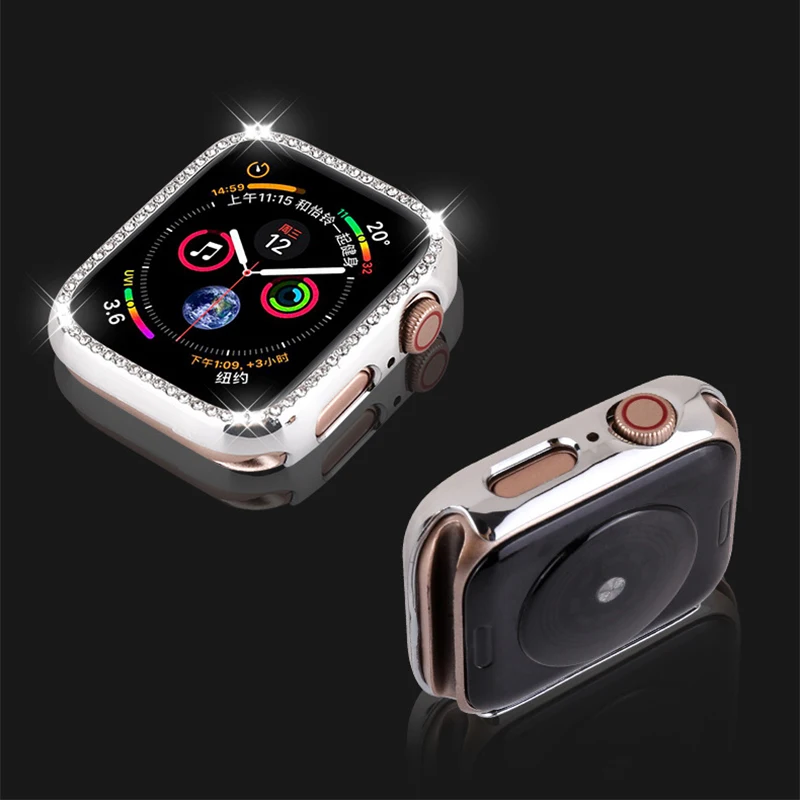 Кристальный защитный чехол для apple watch, защитный экран серии 4, 3, 2, Алмазный чехол из поликарбоната 38 мм, 42 мм, 40 мм, 44 мм, iwatch, чехол для женщин