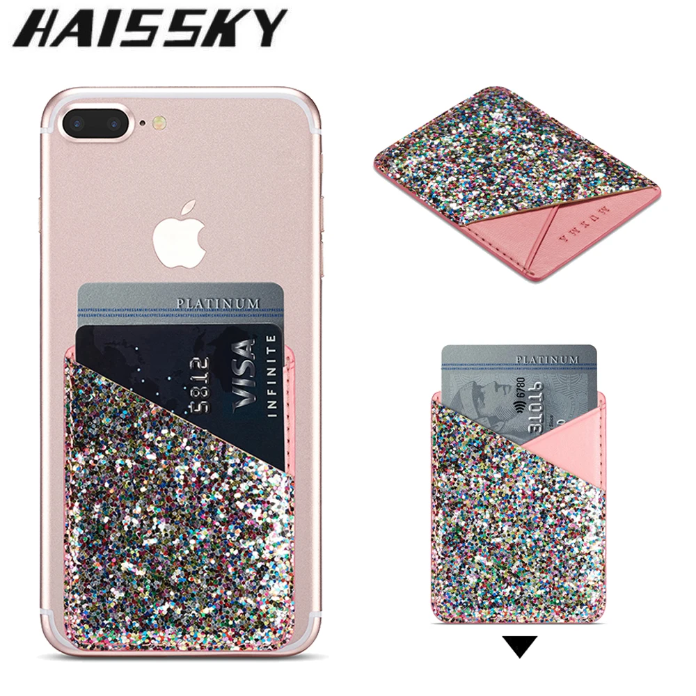 

Luxury Bling Card Sticker For iPhone X XR XS Max 7 8 Plus Phone Card Holder Case For Samsung A50 A7 2018 S10 Plus Oneplus 6 7 6T