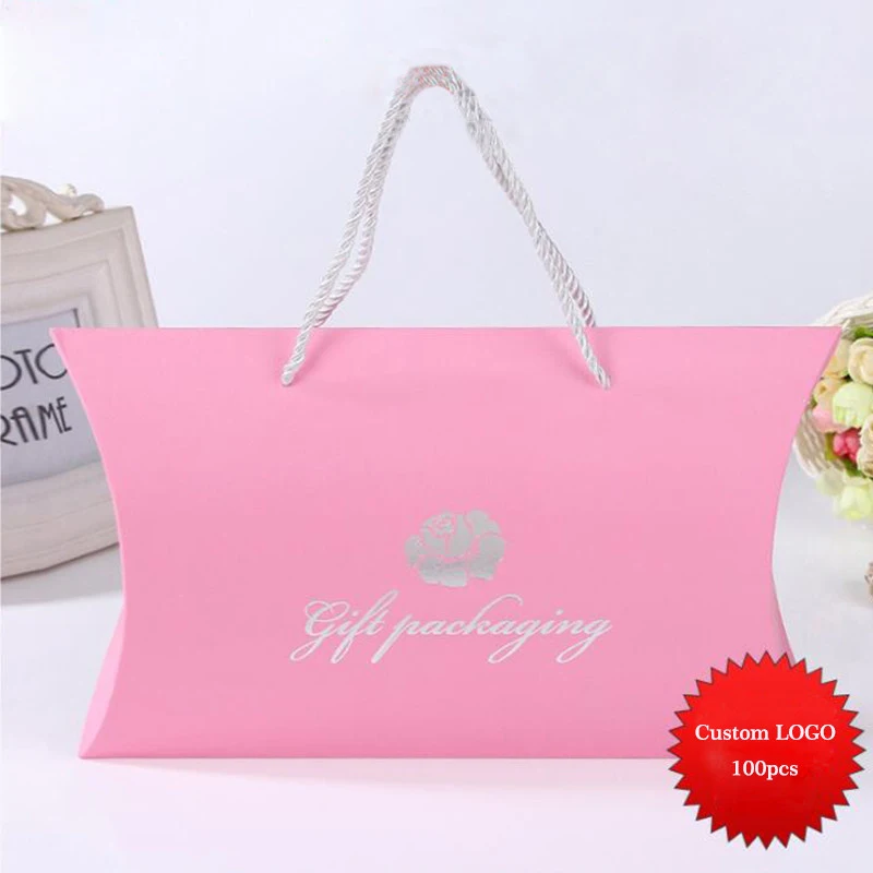 

Customizable Logo Paper Box Usable Hair Bundle Packing Boxes Gift Packaging Pink Color Can Be with Custom Logo