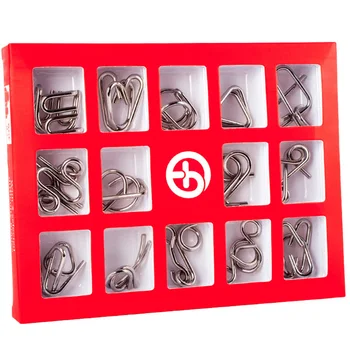 

15Pcs Brain Puzzles Intelligence Buckle Lock Toy Puzzles Toys For Children Kids Christmas Gifts 2019 - Red English Version