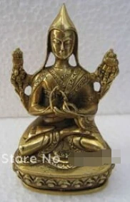 

free shipping Brass Little Tsongkahpa Guru Buddha Tibet Bronze Statue Figurine