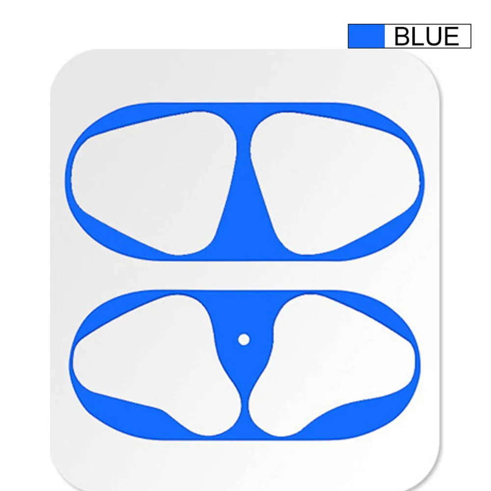 Один комплект, металлическая Пылезащитная наклейка для Apple AirPods, чехол, пылезащитная защитная наклейка, защитная пленка для Air Pods, аксессуары - Цвет: Синий