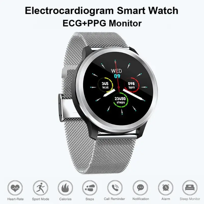 

E18 ECG PPG smart watch with electrocardiograph ecg display,holter ecg heart rate monitor blood pressure Sport Smartwatch