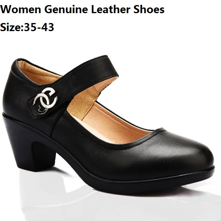 Size 35 43 pumps women genuine leather shoes big size office lady shoes