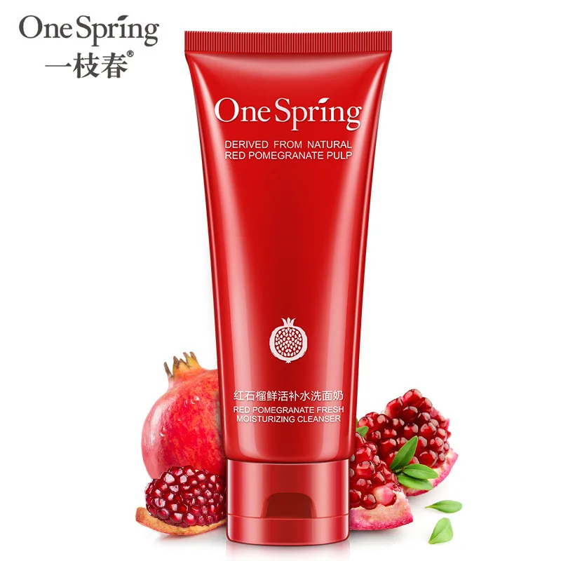 

100g OneSpring Red Pomegranate Facial Cleanser Face Moisturizing Deep Cleansing Rich Foaming Oil Control Shrink Pores Skin Care