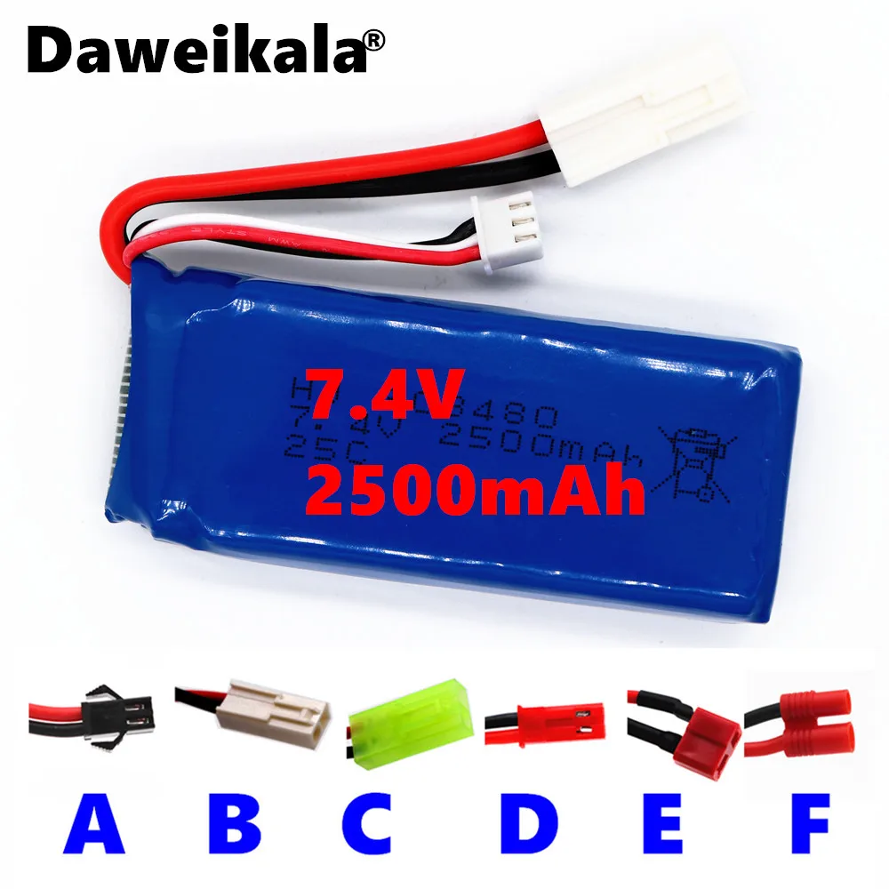 Daweikala 7 4 в 2500 мАч Lipo батарея для FT009 RC Лодка Катер 12428 2S В 1500 903462 JST SM KET T