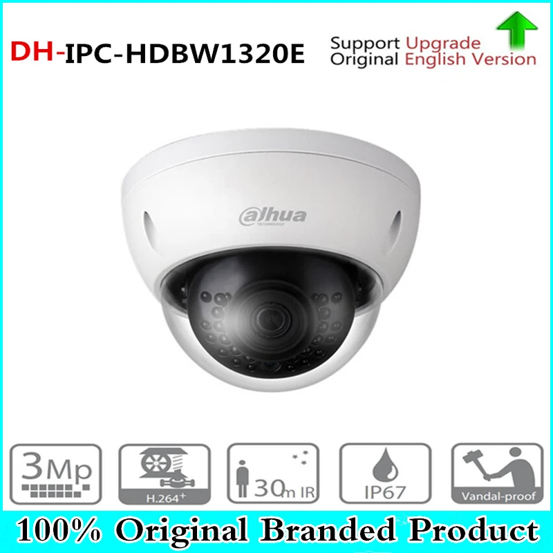 

DH IPC-HDBW1320E with logo original 3MP IR Mini-Dome Network IP Camera CCTV Support IK10 IP67 POE Waterproof Day Night Camera