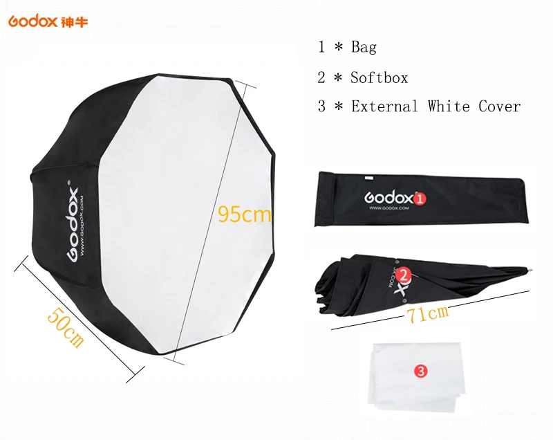 Godox 95 см/37,5 дюйма восьмиугольный Зонт софтбокс переносной восьмиугольный вспышка Speedlight Speedlite Umbrella софтбокс для студийной фотосъемки