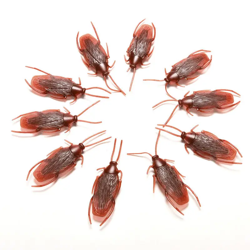 

10pcs/lot Simulation Fake Rubber Cockroach Cock Roach Bug Roaches Toy Prank Funny Trick Joke Toys Special Lifelike Model