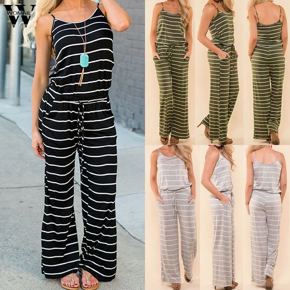 Womail bodysuit Women Summer Fashion Boho Ladies Stripe Sleeveless Long Playsuits Rompers Jumpsuit Casual M5 Womail bodysuit Women Summer Fashion Boho Ladies Stripe Sleeveless Long Playsuits Rompers Jumpsuit Casual M5