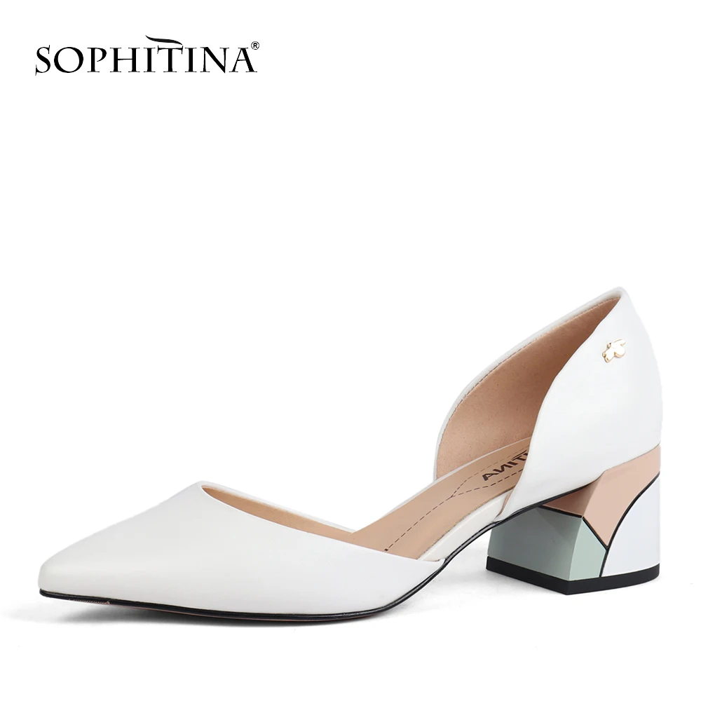 SOPHITINA Square Heel Shoes Pumps Special Comfortable Genuine-Leather Fashion Shallow