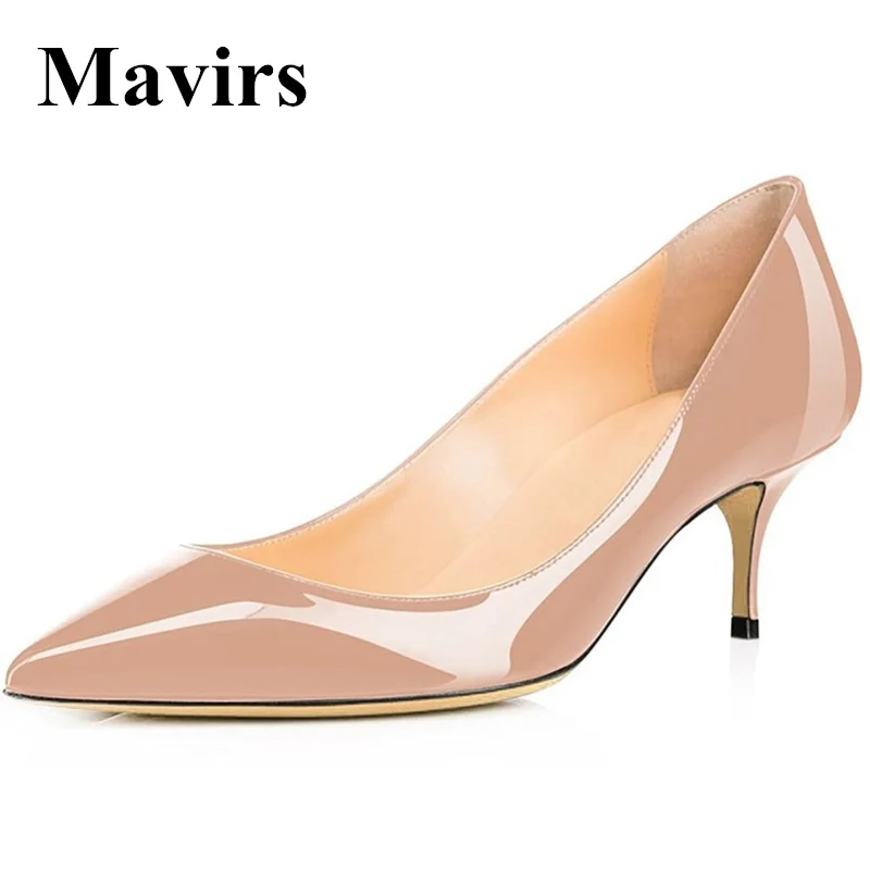 

MAVIRS Brand Woman Shoes 2018 Spring Patent 6.5 CM Stilettos Kitten Heels Black Nude Red Pumps Bride Wedding Shoes US Size 5-15