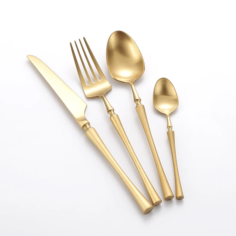 

24 Pcs Christmas Tableware Golden Cutlery Set 304 Stainles Steel Knife S poon and Fork Set Gold Dinnerware Kitchen Accessories