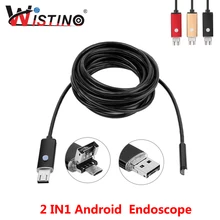 5.5 мм Мини Wi-Fi 2in1 Мирко USB Камеры Эндоскопа 2 м 5m10m Android ПК Лен IP67 Осмотр Эндоскопа Наблюдения endoscopio змея