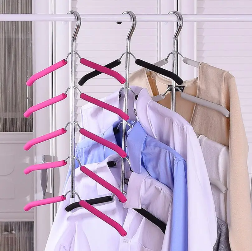5 Layers Clothes Hanger Shawl Cloth Closet Hanger Multifunctional