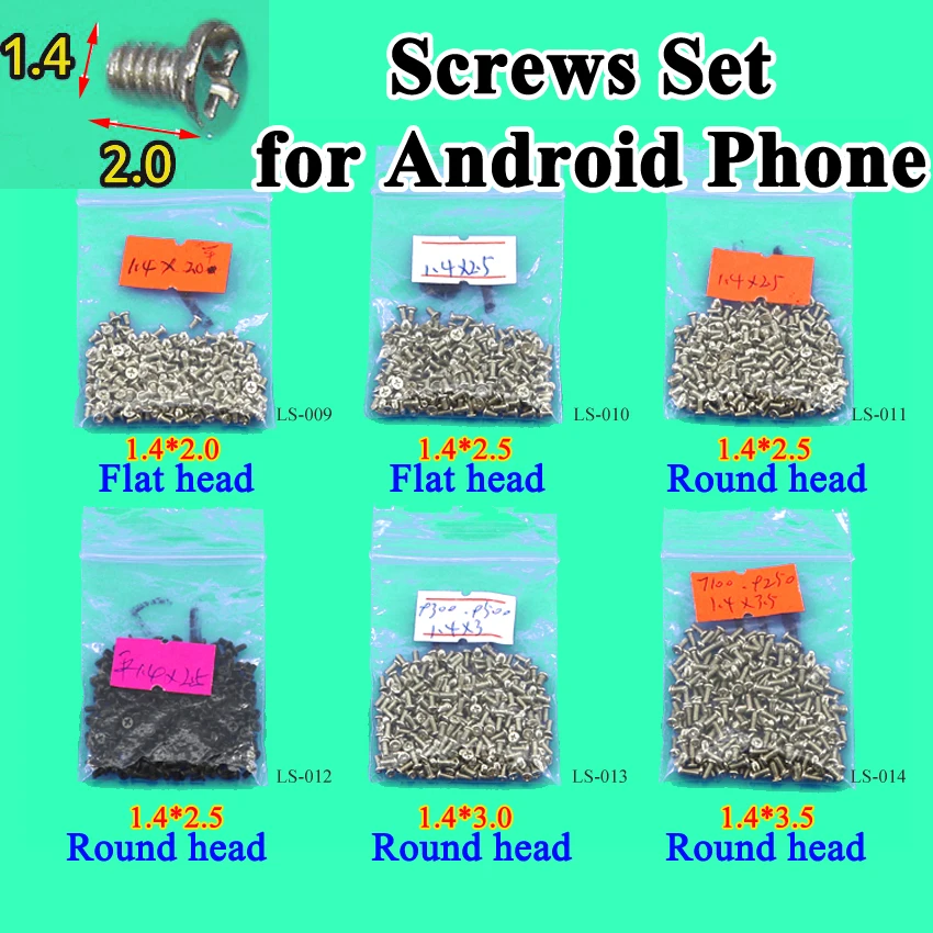 Cltgxdd, плоская головка/круглая головка, новинка M1.4, 2,5 мм, 3,0 мм, 3,5 мм, винты для телефона, набор для телефона на Android