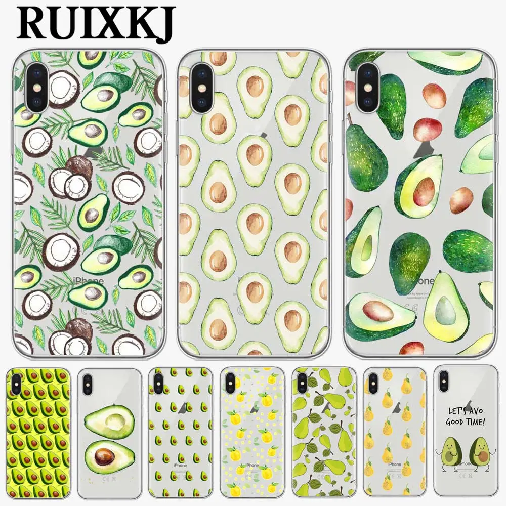 Мягкий силиконовый чехол RUIXKJ с изображением авокадо и еды для Apple iPhone X 10 8 7 6 6s Plus 5
