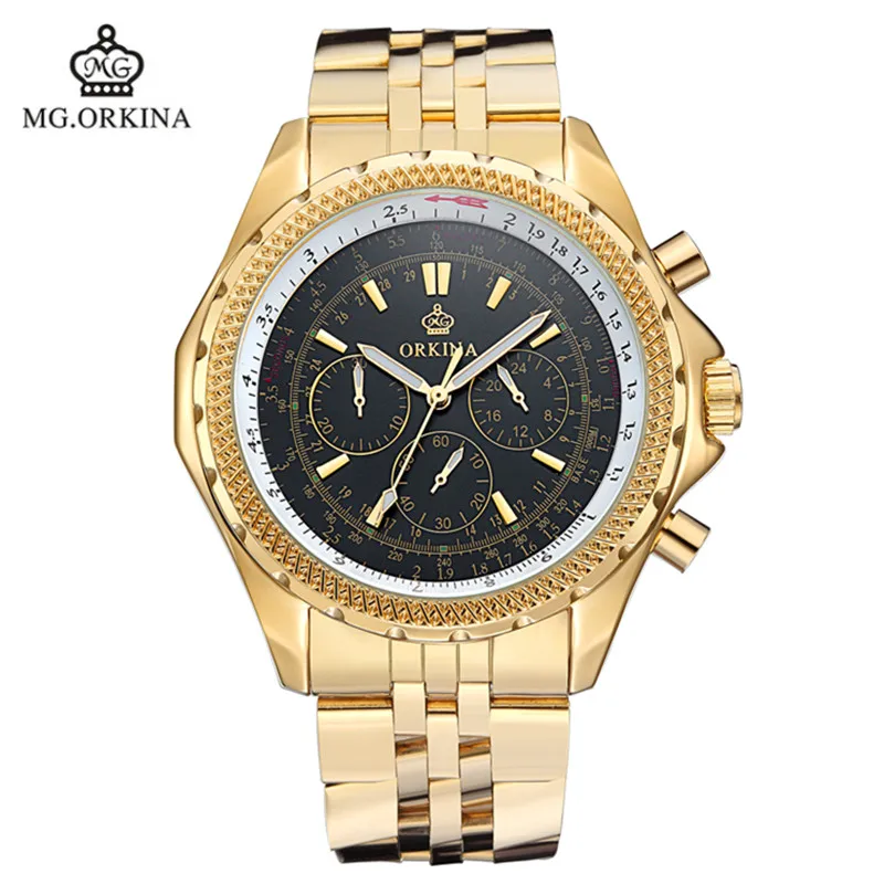 2016 Direct Selling Watch Blackcat Stainless Steel Men Watches Orkina Golden 30m Waterproof Men s Fashion