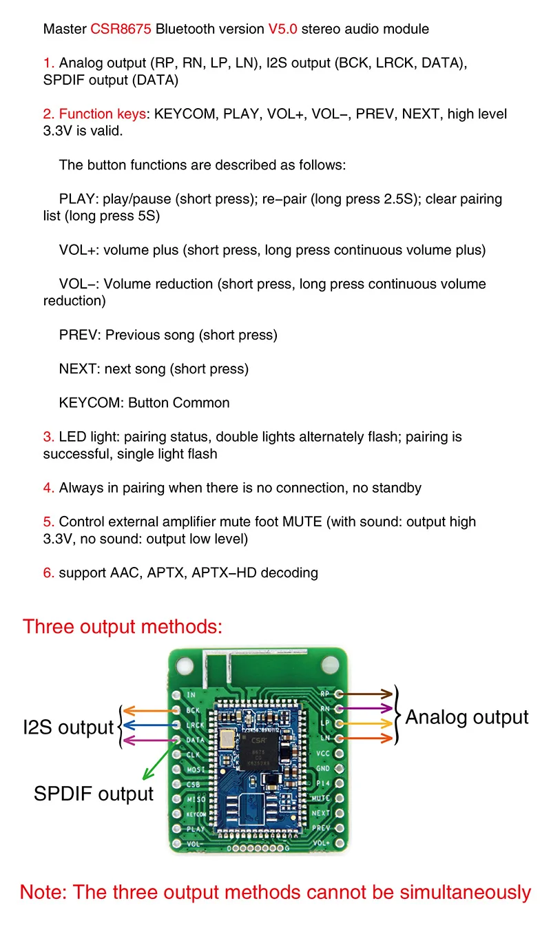 CSR8675 Bluetooth V5.0 низкая мощность Bluetooth аудио модуль APTX-HD без потерь сжатия ip волокно SPDIF