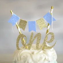Пользовательские цифры Золотой синий мальчик один Топпер торта, первое украшение для именинного торта, одно украшение для торта набор(торт Топпер и баннер