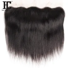 HC Peruvian Remy Hair Product 100% Straight Human Hair Lace Frontal Closure With Baby Hair Ear To Ear 13x4Inch No Shed Tangle