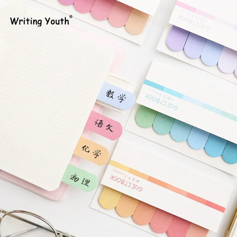 

creative 6 gradient color self-adhesive N times notepad sticky notes bookmark school office stationery supply