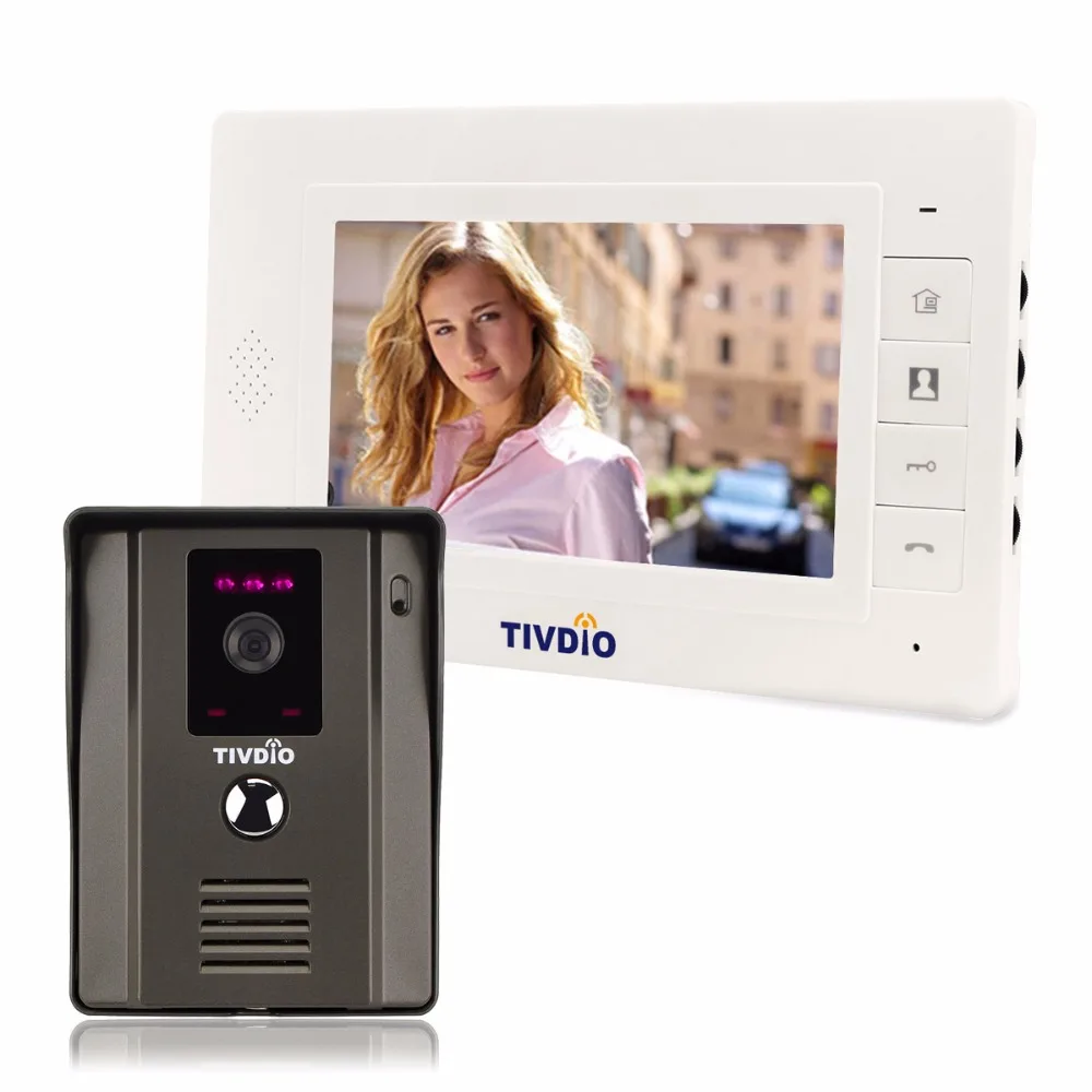 bilder für TIVDIO T-11D 7 "farbe Video-türsprechanlage Türsprechanlage Intercom Ir-nachtsicht Kamera Türklingel Kit für Home Wohnung F9504 bilder für TIVDIO T-11D 7 "farbe Video-türsprechanlage Türsprechanlage Intercom Ir-nachtsicht Kamera Türklingel Kit für Home Wohnung F9504