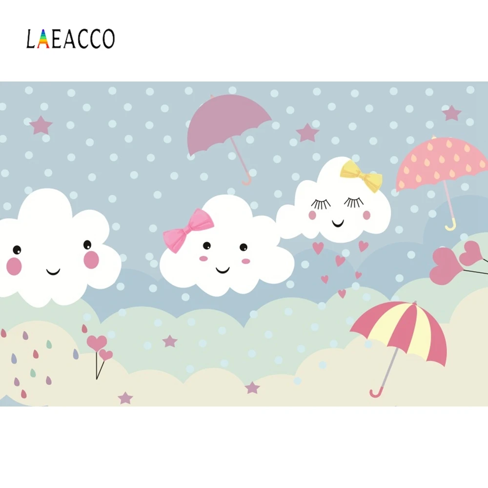

Laeacco Cartoon Rinbow Cloud Photography Backgrounds Heart Poster Backdrop Customized Photographic Backdrops For Photo Studio