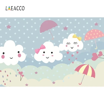 

Laeacco Cartoon Rinbow Cloud Photography Backgrounds Heart Poster Backdrop Customized Photographic Backdrops For Photo Studio