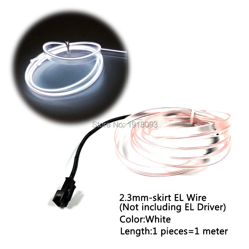 

High quality LED Strip EL Wire Tube Rope Flexible Neon Light 2.3mm-skirt 1 Meter White Car Inside Decoration