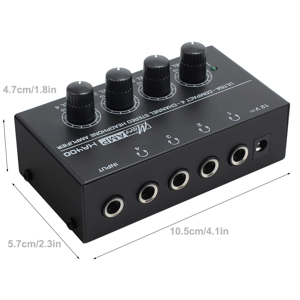LiNKFOR 4 Channels Headphone Amplifier Ultra compact Stereo Headphone Amp with 5pcs 6 35mm to 3 5mm adapters Headphone Amp