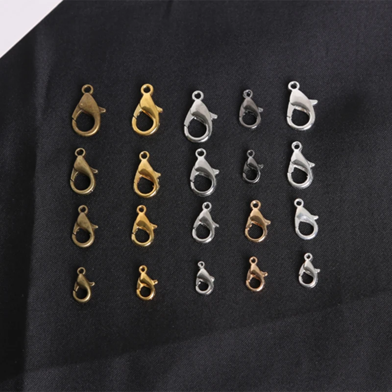 

100Pcs Zinc Alloy Lobster Clasp Hooks 10/12/14/16mm Silver Bronze Gold Color Claw Clasps Connector Jewelry DIY Jewelry Findings