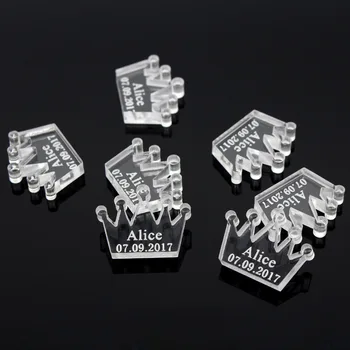 

50* Personalized Clear Acrylic Crown Baby Shower Table Decoration Prince 1th Birthday Party Table Favor Centerpieces Decor