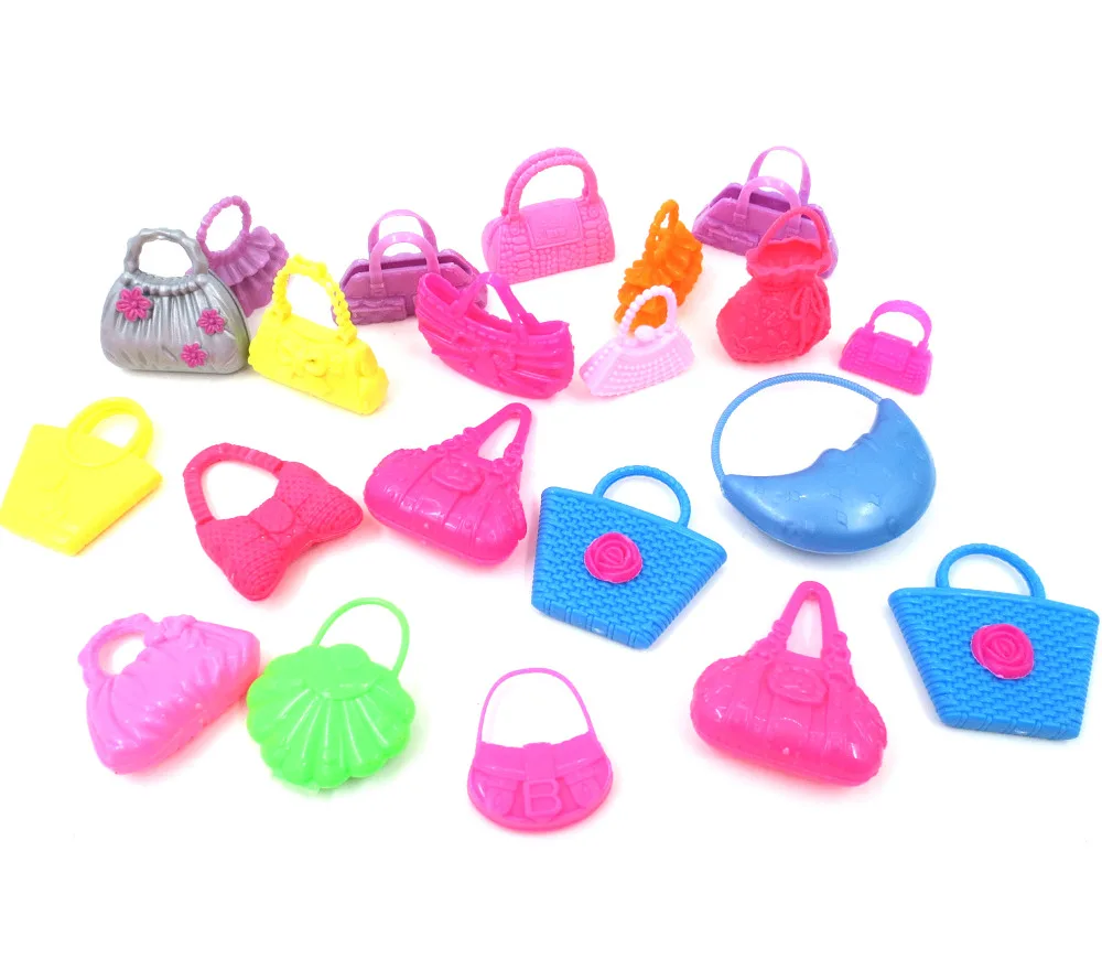 

NK Random 10 Pcs Plastic Bag Fashion Shoulder Casual Bags For Barbie Dolls Mixed Styles Girl Doll Accessories