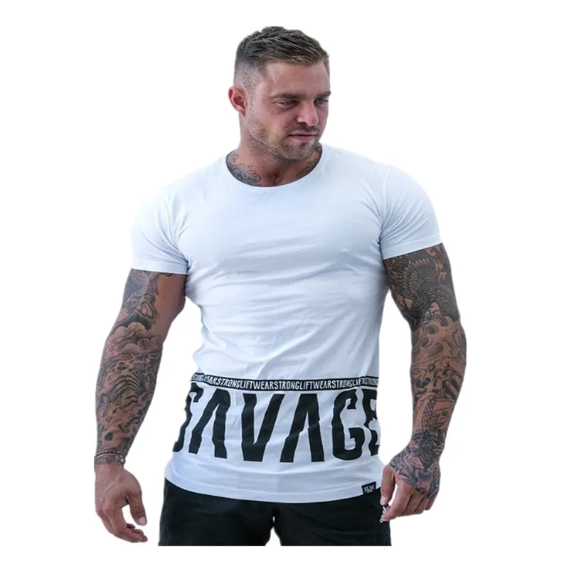 

2019 Mens New Summer Gyms Sport t shirt Outdoor Recreation Jogger Training Round Neck Sweat Absorbent Short Sleeve T-shirt