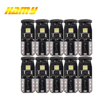 10 шт. T10 W5W светодиодный светильник Canbus без ошибки сигнальный светильник 12V 7000K 3030 SMD двери автомобиля интерьер КУПОЛ Клин боковое оформление ...