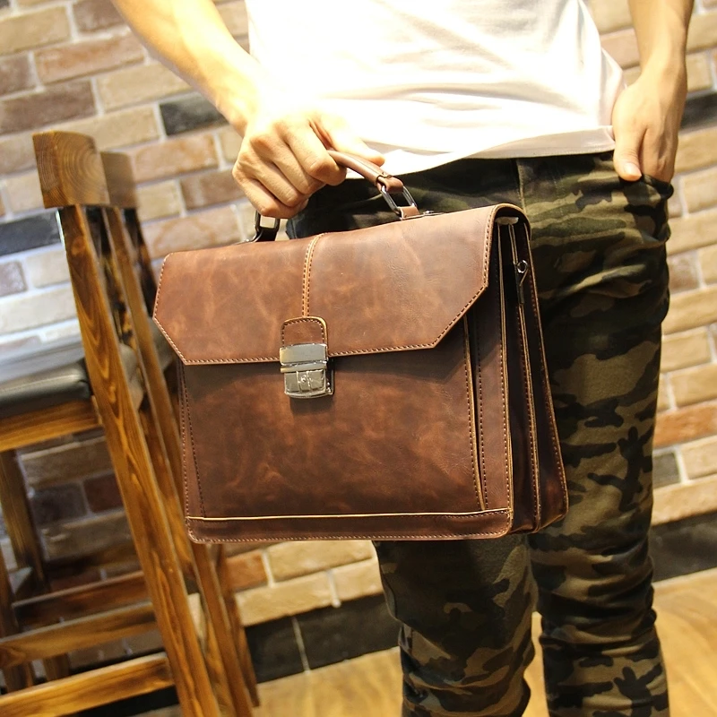 

2017 leather briefcases Men's handbag travel bags Business Male messenger bag casual large capacity Free Shipping