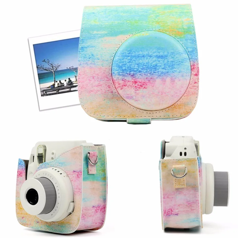 Красочная Сумка через плечо из искусственной кожи для камеры Fujifilm Instax защитный