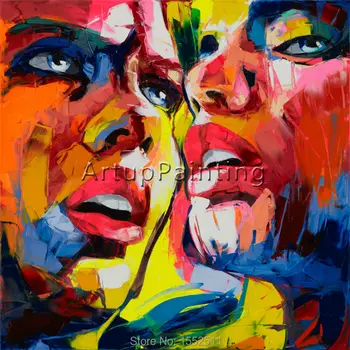 

Francoise Nielly Hand painted Palette knife Face Oil painting Impasto figure on canvas Pop art Palette knife painting portrait 3