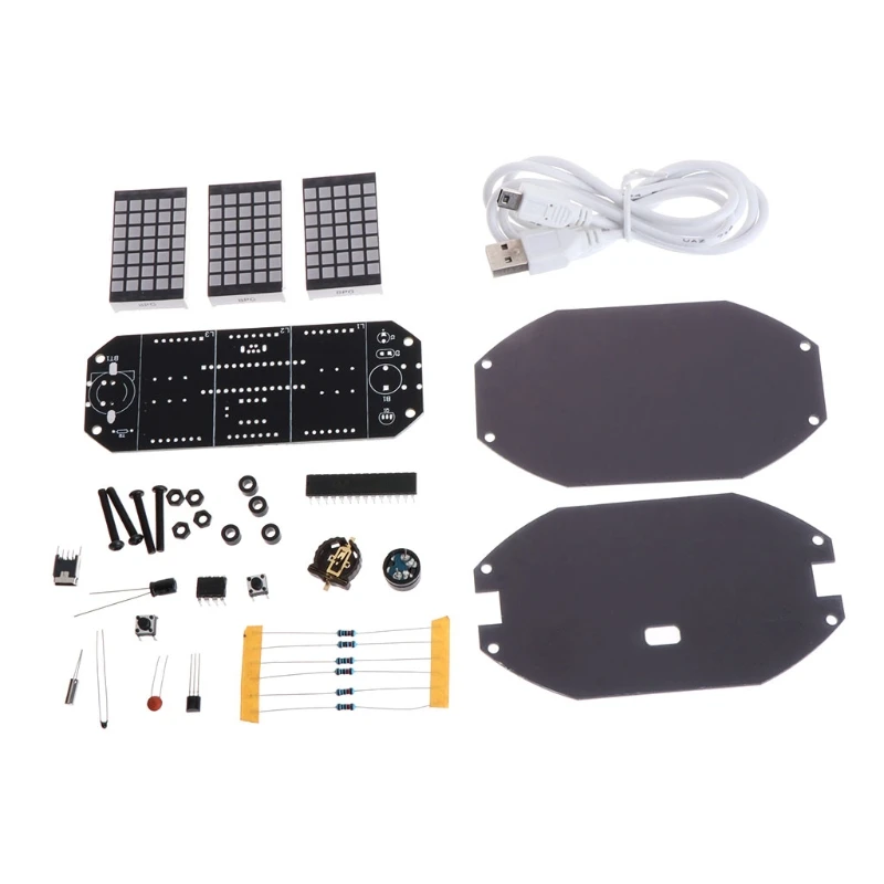 

DIY LED Clock Thermometer Matrix Desktop Alarm Holiday and Birthday Remind Kit