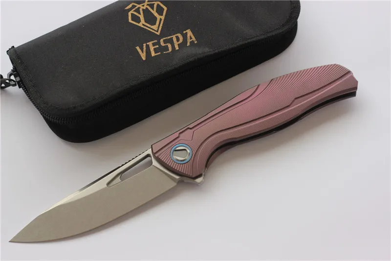 Складной нож VESPA F7 лезвие подшипника: M390(сатин/) Ручка: TC4 карманный нож для кемпинга и охоты инструменты для повседневного использования - Цвет: Purple StoneWash