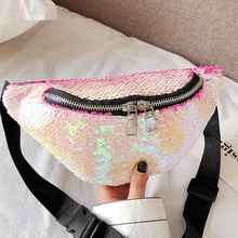 Стиль, женская мода, двусторонняя, Русалка, блестки, на талии, сумка для леди, ПУ, Спортивная, поясная сумка, сумка на бедро, кошелек