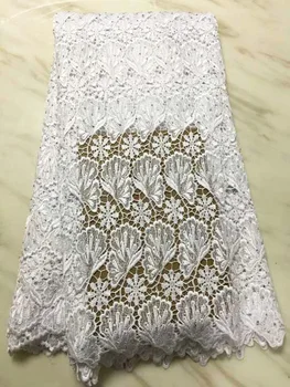 

White High Quality Nigerian Guipure Lace French Cord Lace Latest 2018 African Guipure Cord Laces Fabrics For Wedding PLS46