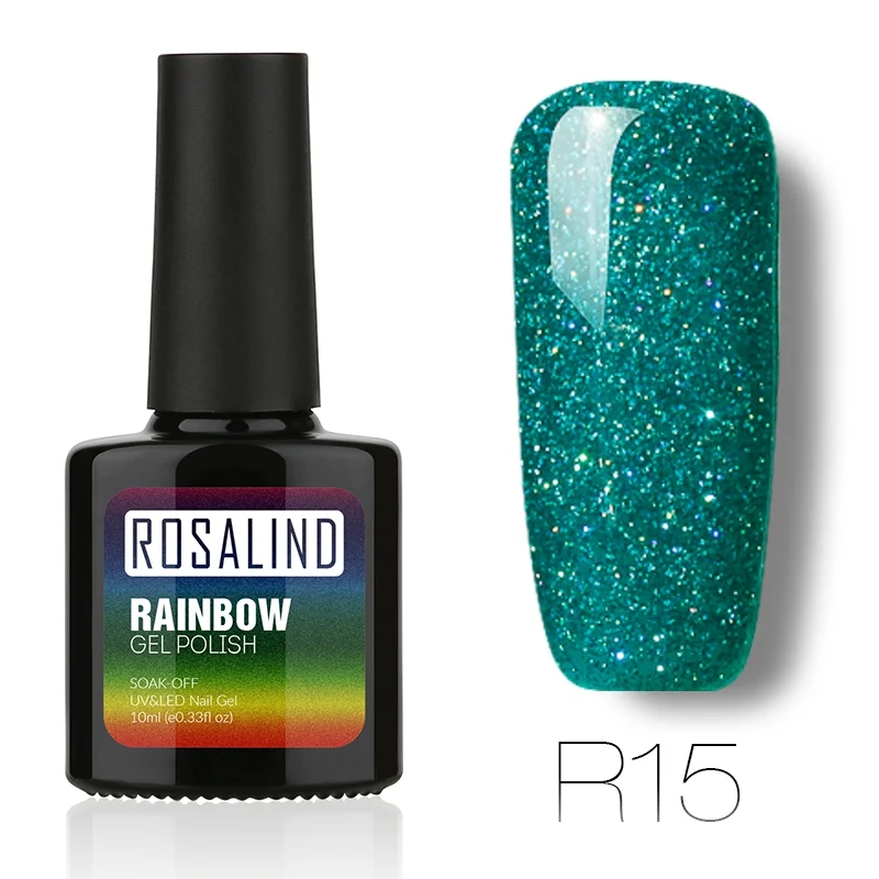 ROSALIND гель 1S P+ черная бутылка 10 мл Радужный мерцающий R01-29 DIY живопись УФ светодиодный Гель-лак для ногтей Дизайн ногтей Полупостоянный - Цвет: R15