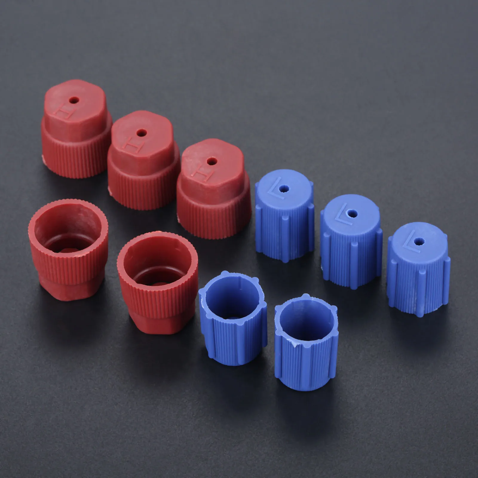 

10Pc Car A/C System Charging Port Service Cap R134a High Low Side Caps Red Blue AC Caps 13mm & 16mm Air Conditioning Accessories