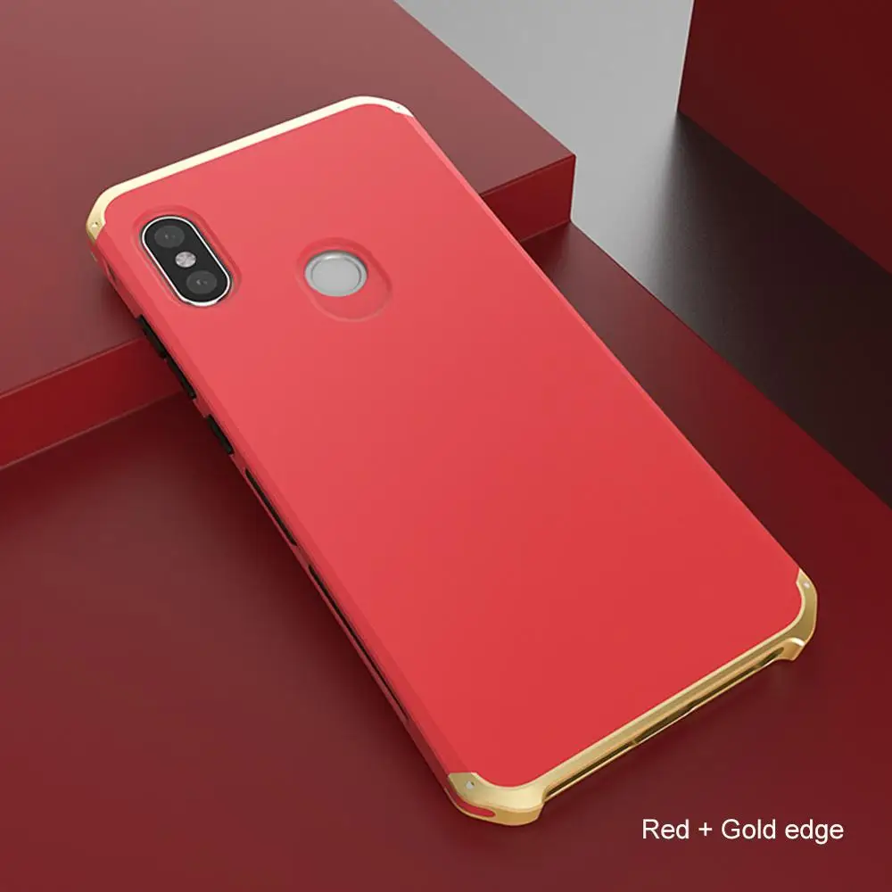 Чехол с металлической рамкой для Xiao mi Red mi Note 5 7 6 Pro 4X роскошный Xio mi 9 8 SE 6 5S Plus Red mi Note 5A 4 Global противоударный чехол mi 8 - Цвет: Red gold