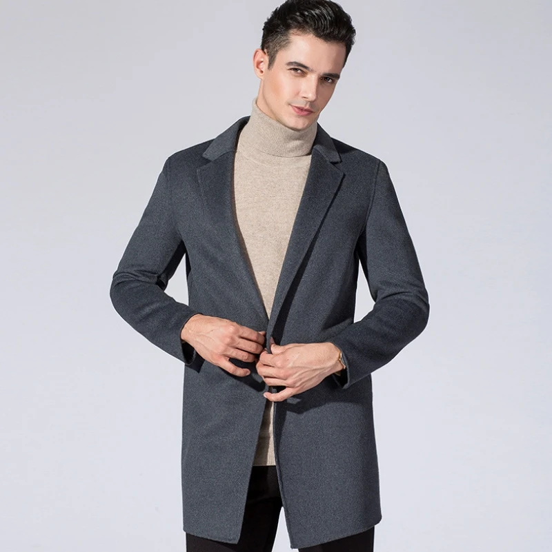 Шерстяное длинное пальто мужские пальто Зимние Модные высокого качества для отдыха большие размеры повседневные мужские пальто и куртки