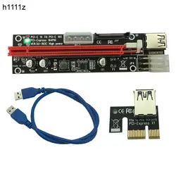 100 шт. PCI-E PCI E Express 1X до 16X Riser Extender Card SATA 15 Pin 6 Pin 4 PIN 3 Питание светодиодный дисплей для добычи