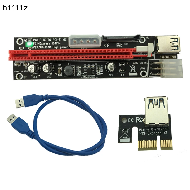 100 шт. PCI E Express 1X до 16X Райзер Расширитель карты SATA 15 Pin 6 4 PIN 3 Источник питания
